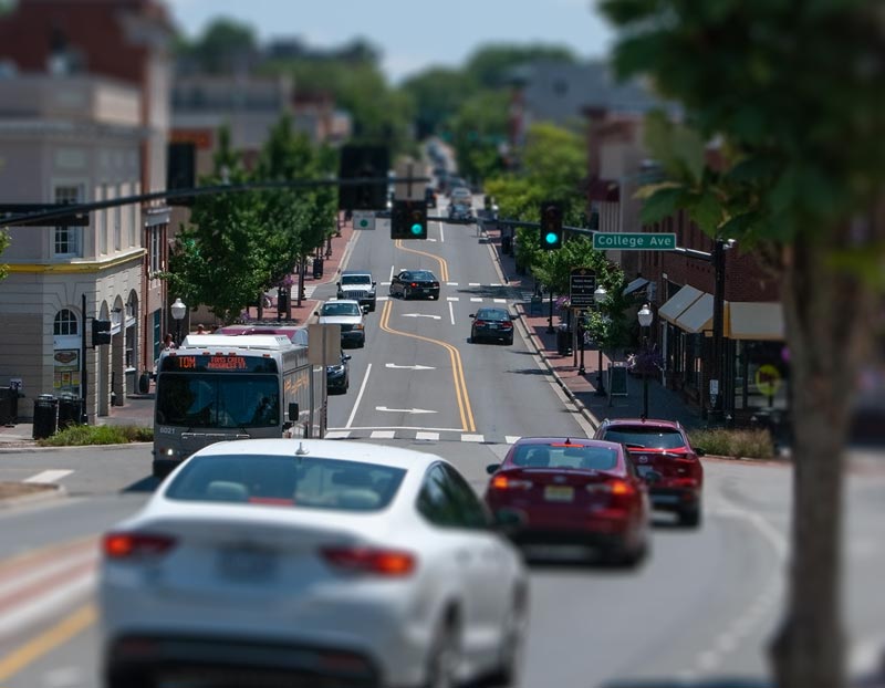 A photo of Blacksburg's Main Street
